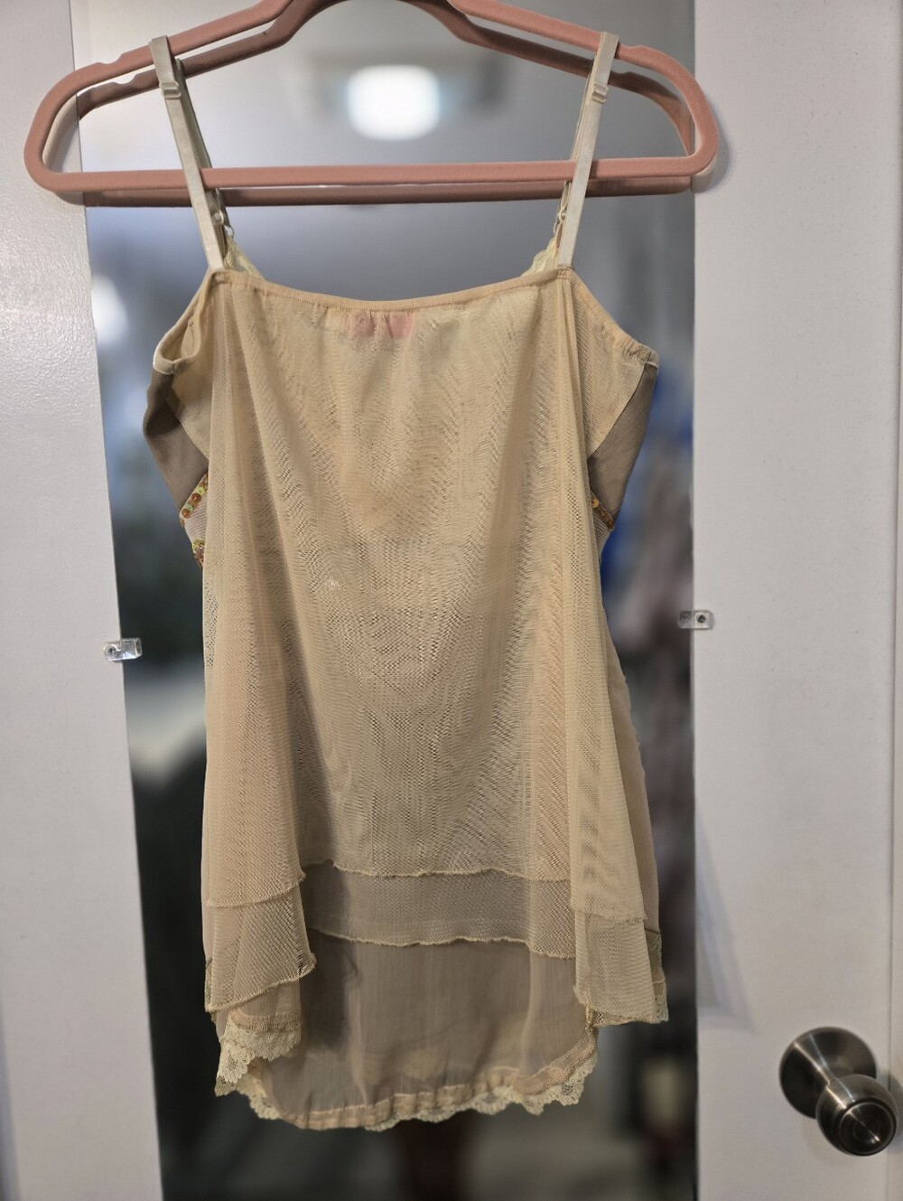 Pretty Angel Taupe & Cream Beaded Lace-Trim Cami - Picture 3 of 4